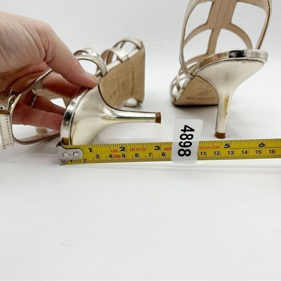 Claudia Ciuti Metallic Gold Strappy Evening Sandal 7.5 Narrow - Picture 9 of 12